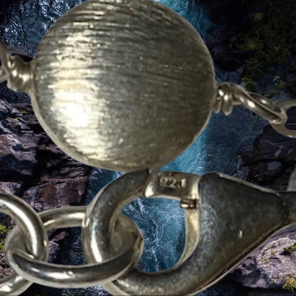 Sterling Silver & Vermeil Pebble Necklace 48" - Picture 4 of 4